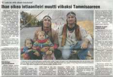News paper articles about the Metis-Wabanaki tour organized by Nuortenmaa (Young People's Planet) in Finland's schools.