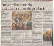 News paper articles about the Metis-Wabanaki tour organized by Nuortenmaa (Young People's Planet) in Finland's schools.